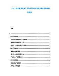 2025西北能源環保產業技術革新與政策扶持投資策略評估報告