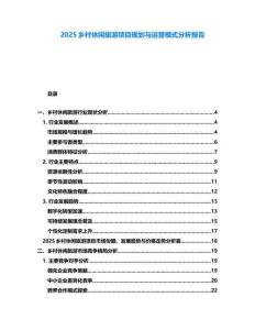 2025鄉(xiāng)村休閑旅游項目規(guī)劃與運營模式分析報告