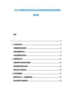 2025深圳軟件開發(fā)外包行業(yè)市場競爭態(tài)勢分析及投資布局文獻
