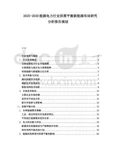 2025-2030能源電力行業(yè)供需平衡新能源布局研究分析報告規(guī)劃