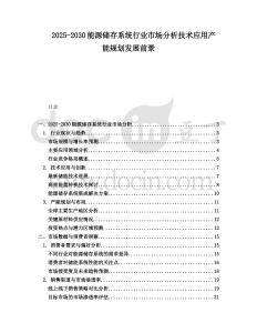 2025-2030能源儲存系統行業市場分析技術應用產能規劃發展前景