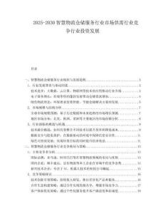 2025-2030智慧物流倉儲服務(wù)行業(yè)市場供需行業(yè)競爭行業(yè)投資發(fā)展