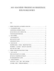 2025-2030智慧港口物流系統(tǒng)行業(yè)市場現(xiàn)狀供求及投資評估規(guī)劃分析報告