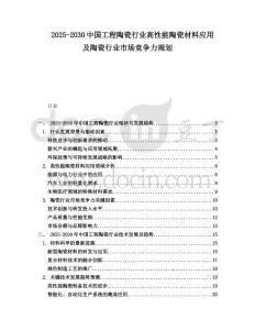 2025-2030中國(guó)工程陶瓷行業(yè)高性能陶瓷材料應(yīng)用及陶瓷行業(yè)市場(chǎng)競(jìng)爭(zhēng)力規(guī)劃