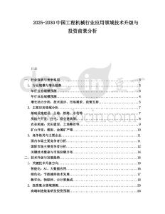 2025-2030中國工程機械行業(yè)應用領(lǐng)域技術(shù)升級與投資前景分析