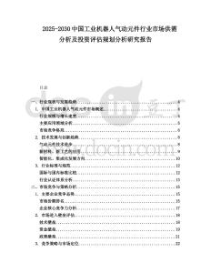 2025-2030中國工業(yè)機器人氣動元件行業(yè)市場供需分析及投資評估規(guī)劃分析研究報告