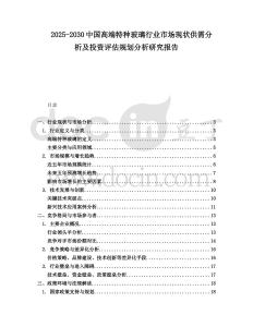 2025-2030中國高端特種玻璃行業(yè)市場現(xiàn)狀供需分析及投資評(píng)估規(guī)劃分析研究報(bào)告