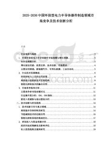 2025-2030中國環(huán)保型電力半導(dǎo)體器件制造領(lǐng)域市場競爭及技術(shù)創(chuàng)新分析