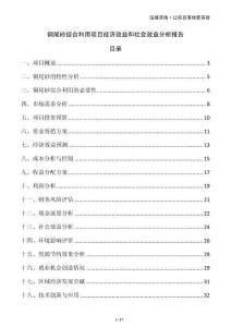 銅尾砂綜合利用項目經濟效益和社會效益分析報告