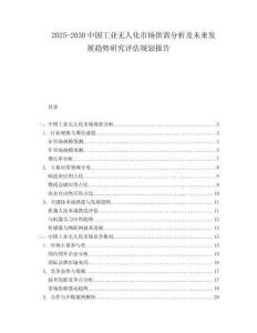 2025-2030中國工業(yè)無人化市場(chǎng)供需分析及未來發(fā)展趨勢(shì)研究評(píng)估規(guī)劃報(bào)告