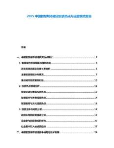 2025中國智慧城市建設(shè)投資熱點(diǎn)與運(yùn)營模式報告