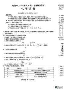 陜西省商洛市2025屆高三第二次模擬考試化學試題+答案