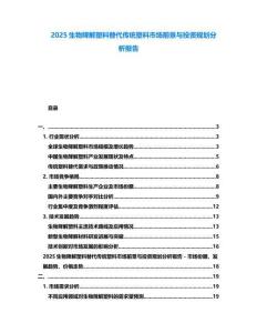 2025生物降解塑料替代傳統(tǒng)塑料市場前景與投資規(guī)劃分析報(bào)告