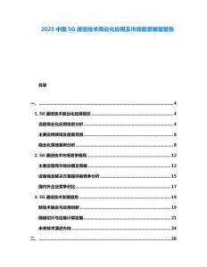 2025中國(guó)5G通信技術(shù)商業(yè)化應(yīng)用及市場(chǎng)前景展望報(bào)告