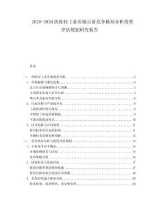 2025-2030西歐輕工業(yè)市場目前競爭格局分析投資評估規(guī)劃研究報告