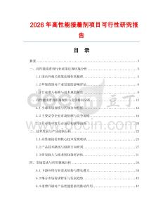2026年高性能接著劑項目可行性研究報告
