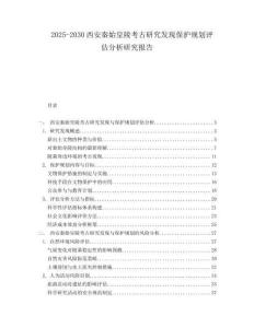 2025-2030西安秦始皇陵考古研究發現保護規劃評估分析研究報告