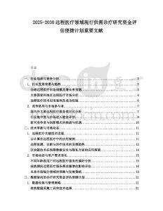 2025-2030遠程醫療領域現行供需診療研究資金評估便捷計劃重要文獻
