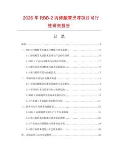 2026年RBB-2丙烯酸罩光漆項目可行性研究報告