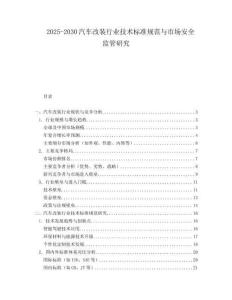 2025-2030汽車改裝行業技術標準規范與市場安全監管研究