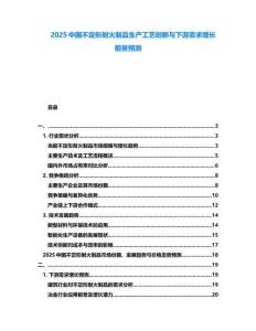 2025中國(guó)不定形耐火制品生產(chǎn)工藝創(chuàng)新與下游需求增長(zhǎng)前景預(yù)測(cè)