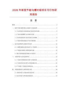 2026年新型節能勾槽襯板項目可行性研究報告