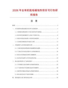 2026年全有機阻垢緩蝕劑項目可行性研究報告