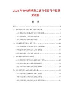 2026年全鎢鋼球形立銑刀項目可行性研究報告