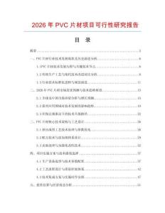 2026年PVC片材項目可行性研究報告