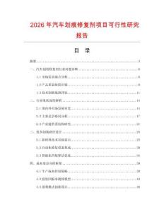 2026年汽車劃痕修復劑項目可行性研究報告