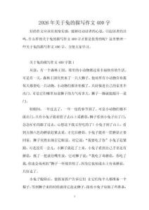 2026年關(guān)于兔的描寫作文400字