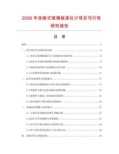 2026年連續(xù)式玻璃板液位計項目可行性研究報告