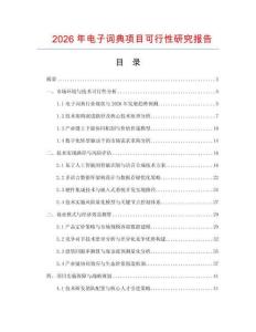 2026年電子詞典項目可行性研究報告
