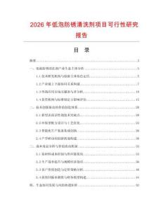 2026年低泡防銹清洗劑項目可行性研究報告