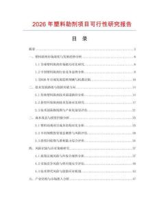 2026年塑料助劑項(xiàng)目可行性研究報(bào)告