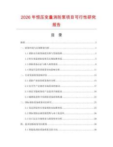 2026年恒壓變量消防泵項(xiàng)目可行性研究報(bào)告