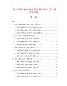 2026年鉆石加硬超薄樹(shù)脂片項(xiàng)目可行性研究報(bào)告