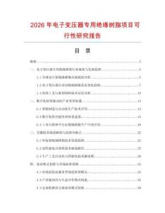 2026年電子變壓器專(zhuān)用絕緣樹(shù)脂項(xiàng)目可行性研究報(bào)告