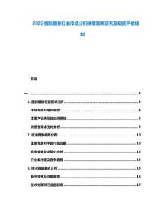 2026攝影攝像行業(yè)市場分析供需現(xiàn)狀研究及投資評估規(guī)劃