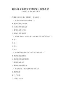 2025年企業財務管理與審計實務考試
