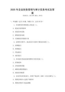 2025年企業財務管理與審計實務考試及答案