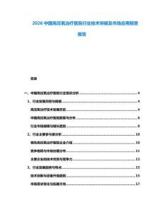 2026中國(guó)高壓氧治療醫(yī)院行業(yè)技術(shù)突破及市場(chǎng)應(yīng)用前景報(bào)告