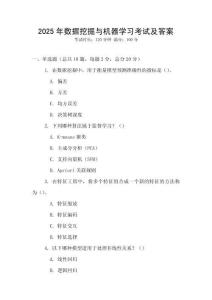 2025年數據挖掘與機器學習考試及答案