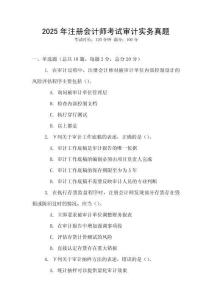 2025年注冊會計師考試審計實務真題
