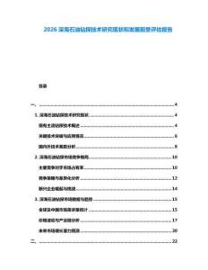 2026深海石油鉆探技術(shù)研究現(xiàn)狀和發(fā)展前景評(píng)估報(bào)告