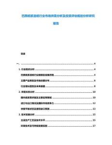 巴西紙漿造紙行業市場供需分析及投資評估規劃分析研究報告