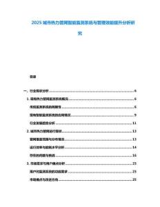 2025城市熱力管網(wǎng)智能監(jiān)測系統(tǒng)與管理效能提升分析研究