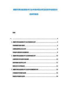 德國可再生能源技術行業(yè)市場供需分析及投資評估規(guī)劃分析研究報告