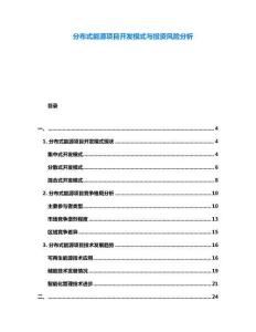 分布式能源項目開發(fā)模式與投資風險分析