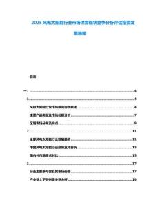 2025風電太陽能行業(yè)市場供需現(xiàn)狀競爭分析評估投資發(fā)展策略